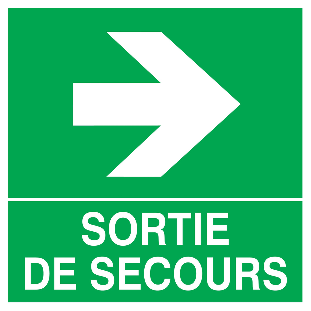 PANNEAU SORTIE DE SECOURS FLECHE A DROITE 200X200MM TALIAPLAST - 728409