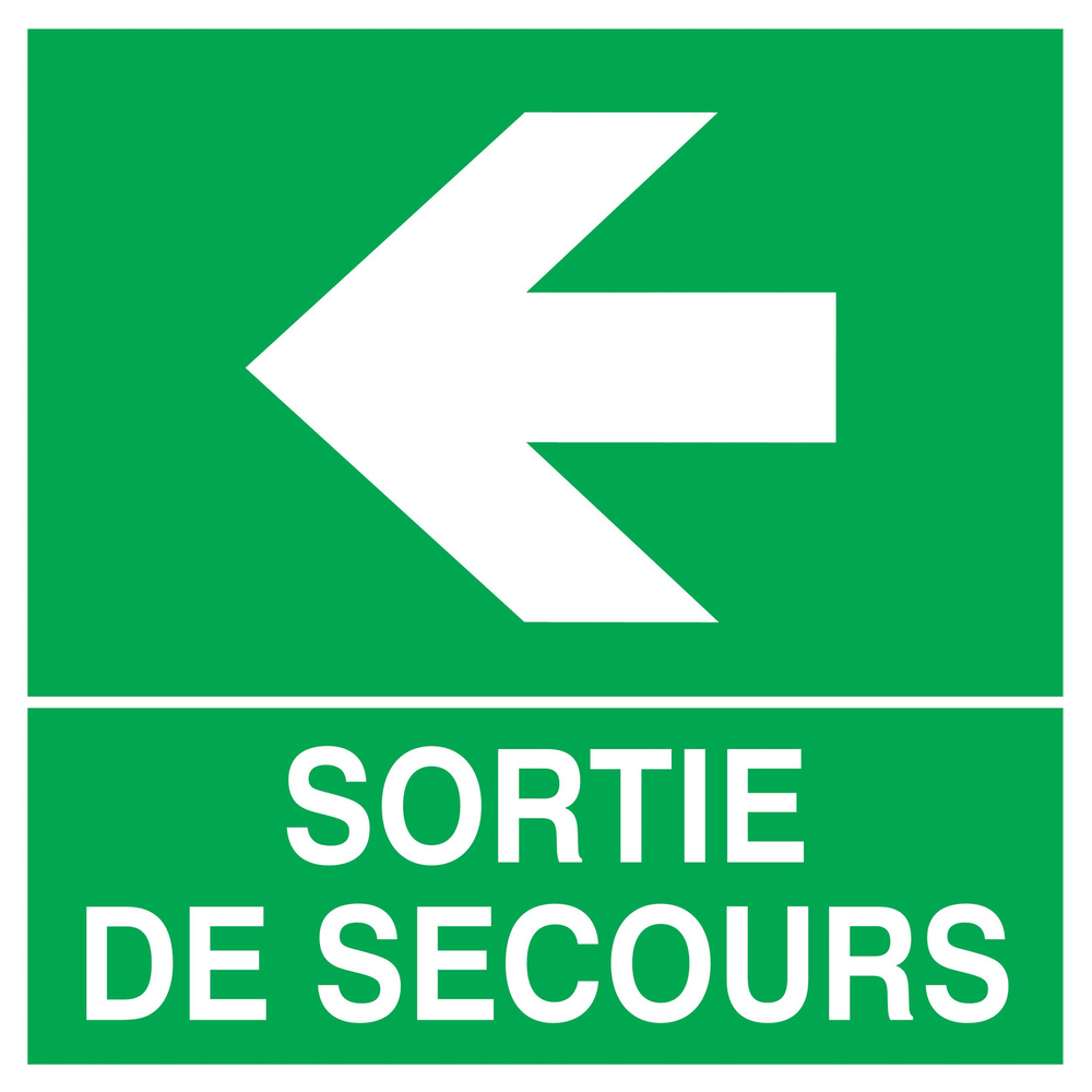PANNEAU SORTIE DE SECOURS FLECHE A GAUCHE 200X200MM TALIAPLAST - 728414