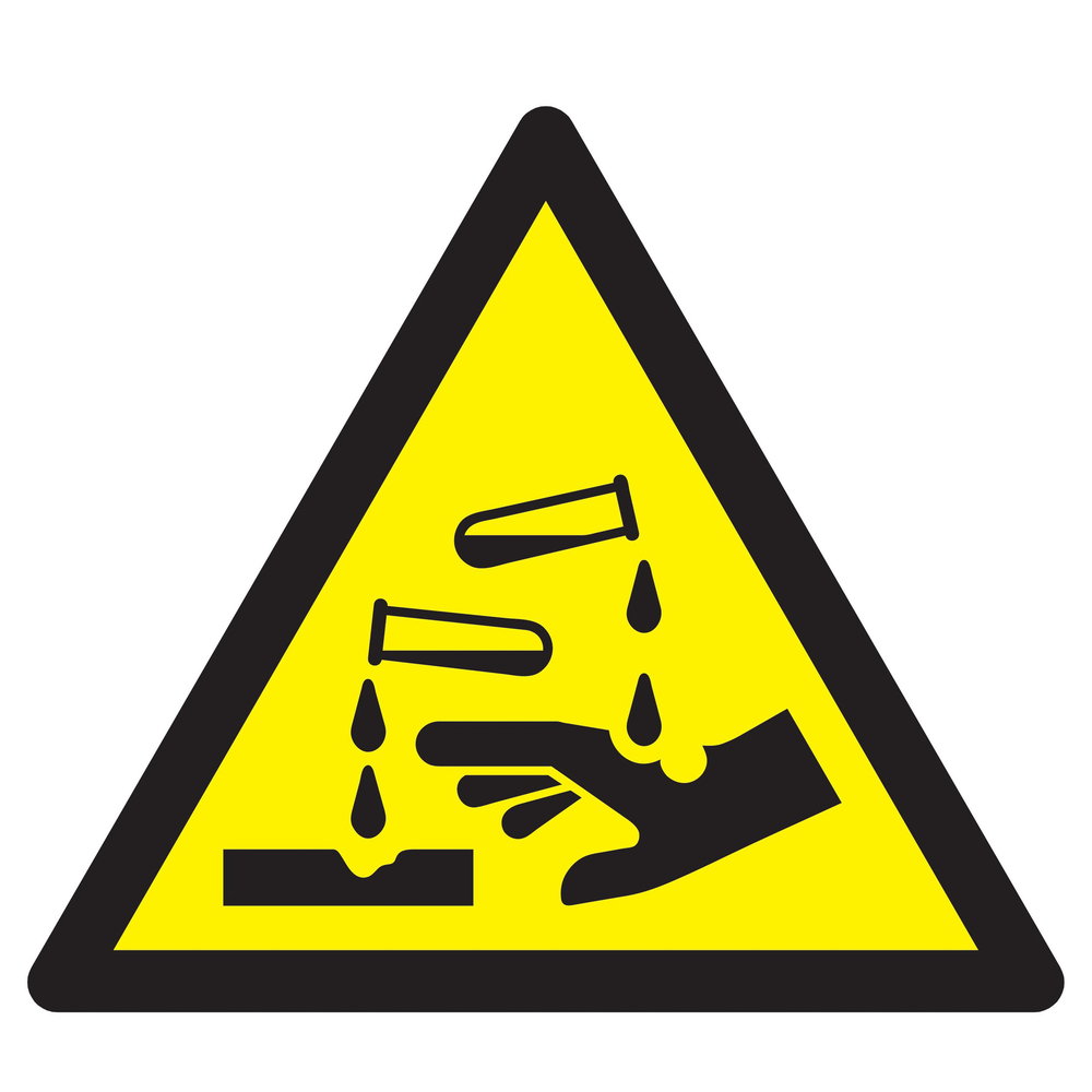 Panneau adhésif DANGER, SUBSTANCES CORROSIVES 300X300X300MM TALIAPLAST - 729307