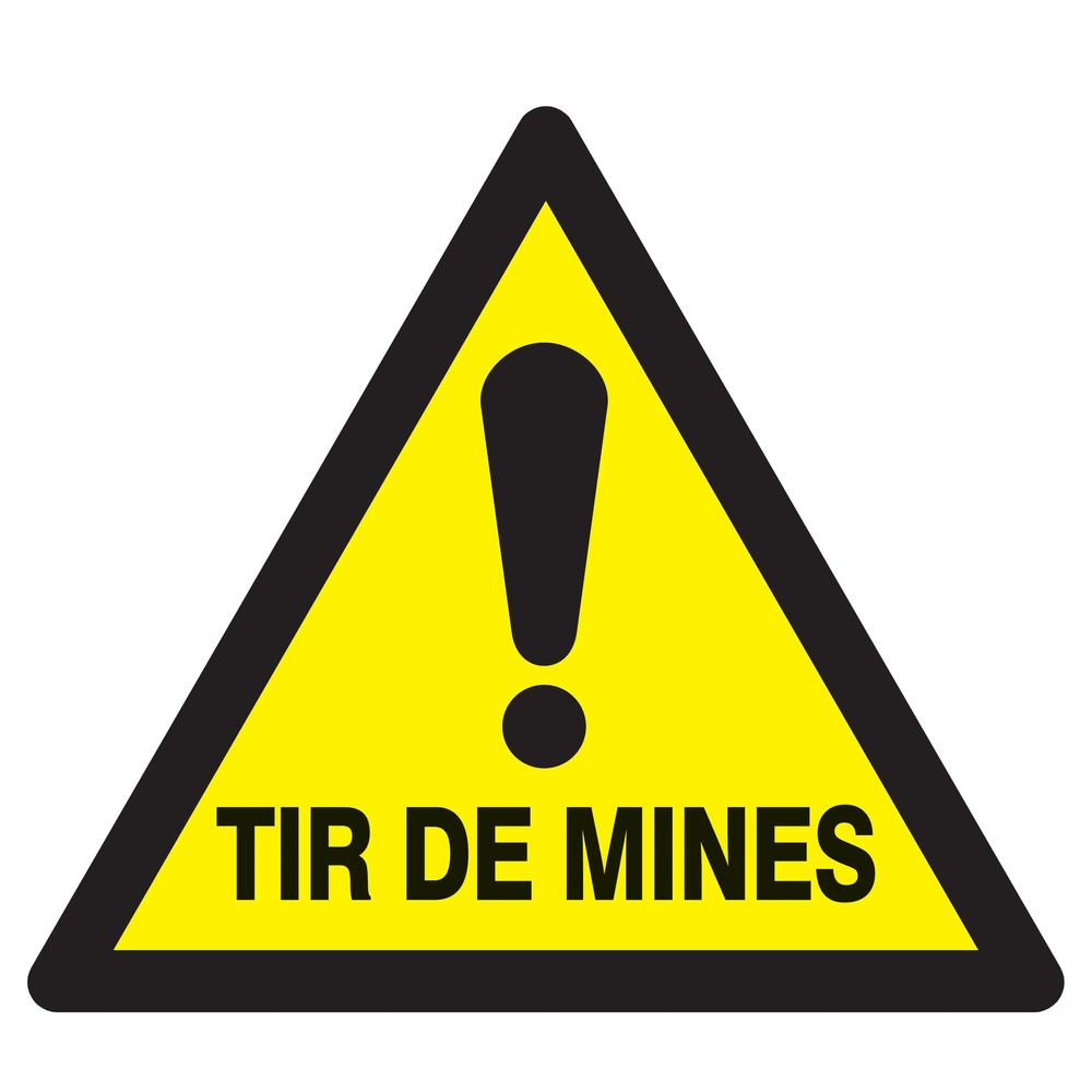 Panneau adhésif DANGER TIR DE MINES 300X300X300MM TALIAPLAST - 729333