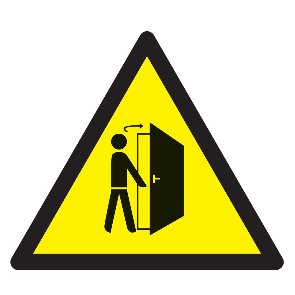 Panneau adhésif DANGER ATTENTION A L'OUVERTURE DE PORTE 100X100X100MM TALIAPLAST - 729918