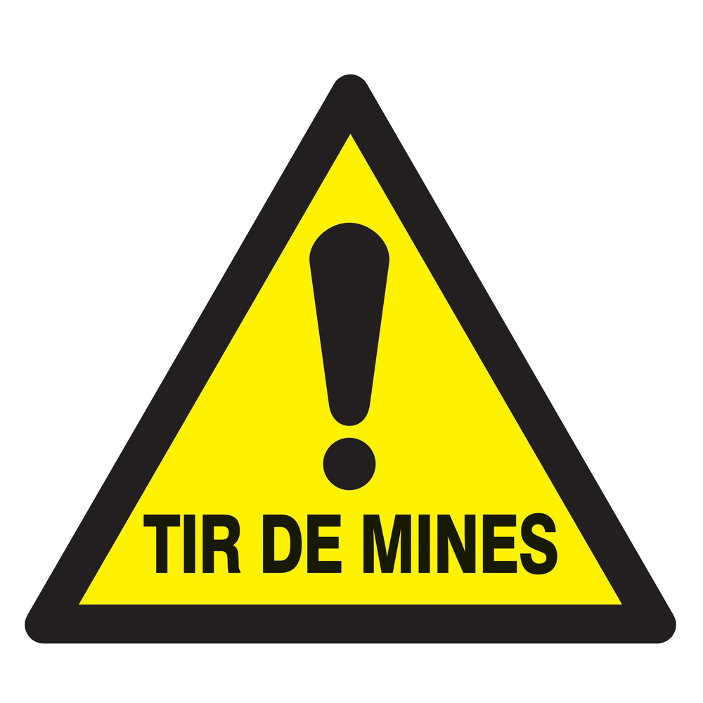 Panneau adhésif DANGER TIR DE MINES 100X100X100MM TALIAPLAST - 729938