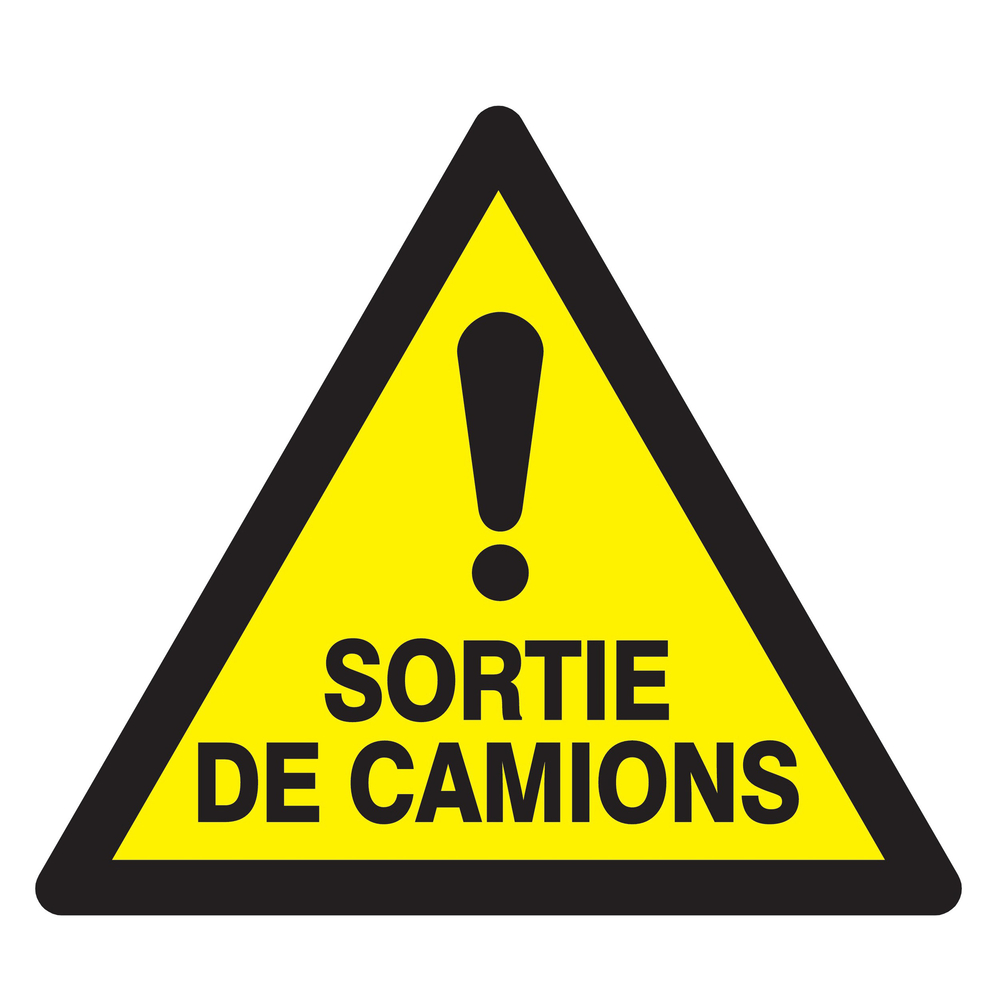 Panneau adhésif DANGER SORTIE DE CAMIONS 100X100X100MM TALIAPLAST - 729963