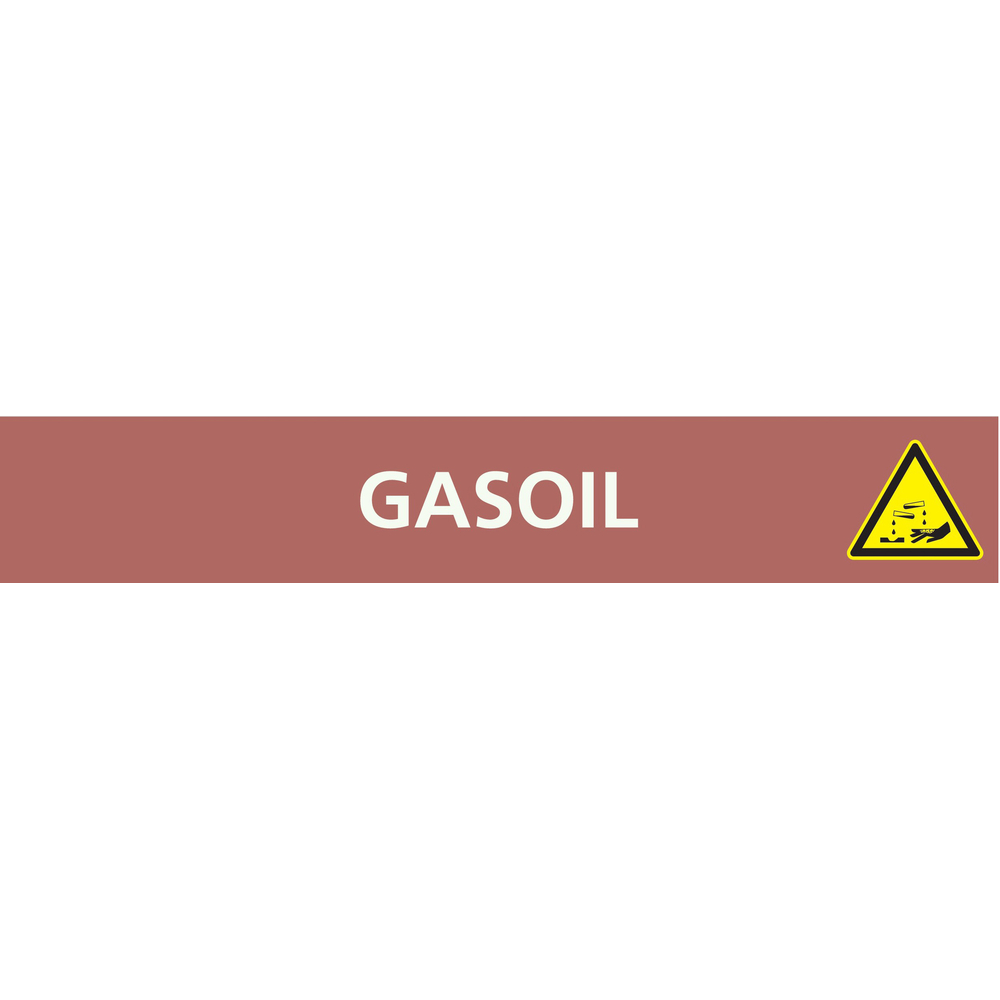Signalétique de marquage LIQUIDE 312X52 Gasoil 312x52mm (10 adhesifs pour tuyauterie) TALIAPLAST - 730622