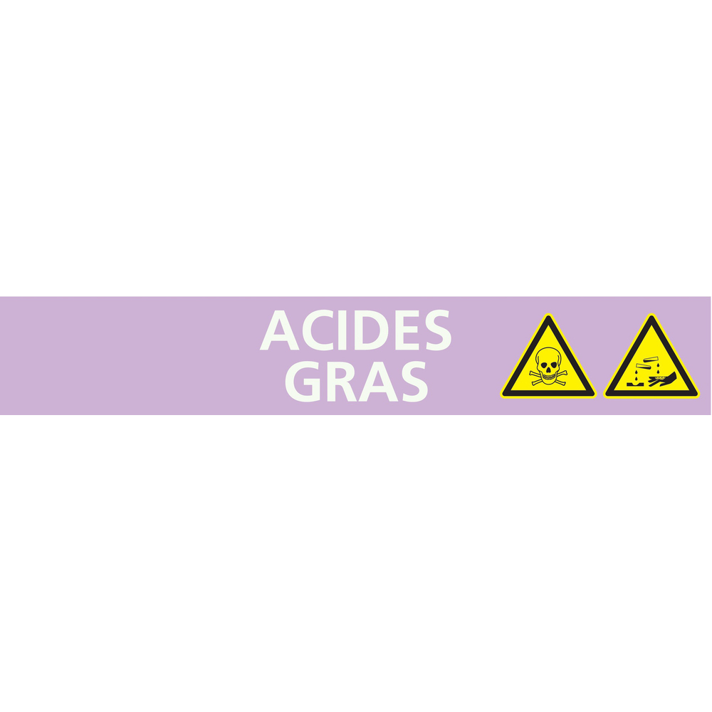 Signalétique de marquage ACIDE 312X52 Acide gras 312x52mm (10 adhesifs pour tuyauterie) TALIAPLAST - 730710