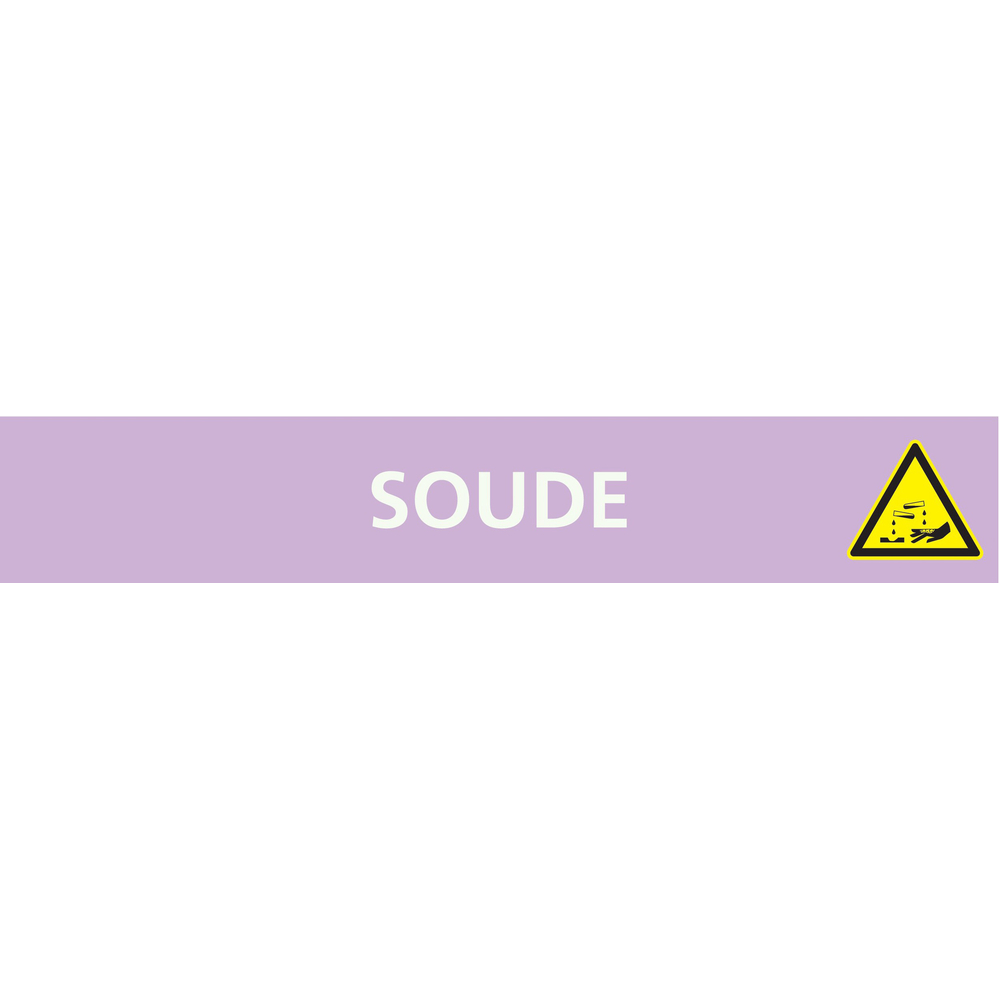 Signalétique de marquage ACIDE 312X52 Soude 312x52mm (10 adhesifs pour tuyauterie) TALIAPLAST - 730734