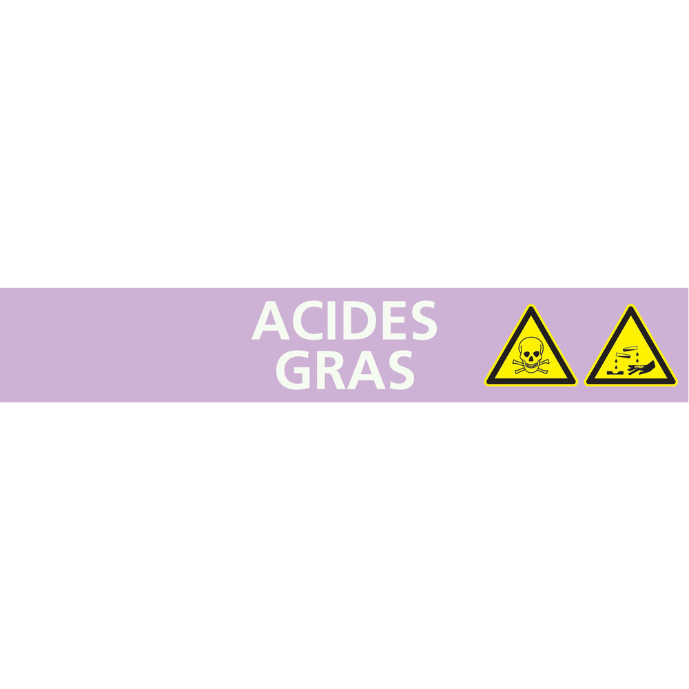 Signalétique de marquage ACIDES 222X37 Acide gras 222x37mm (20 adhesifs pour tuyauterie) TALIAPLAST - 731710