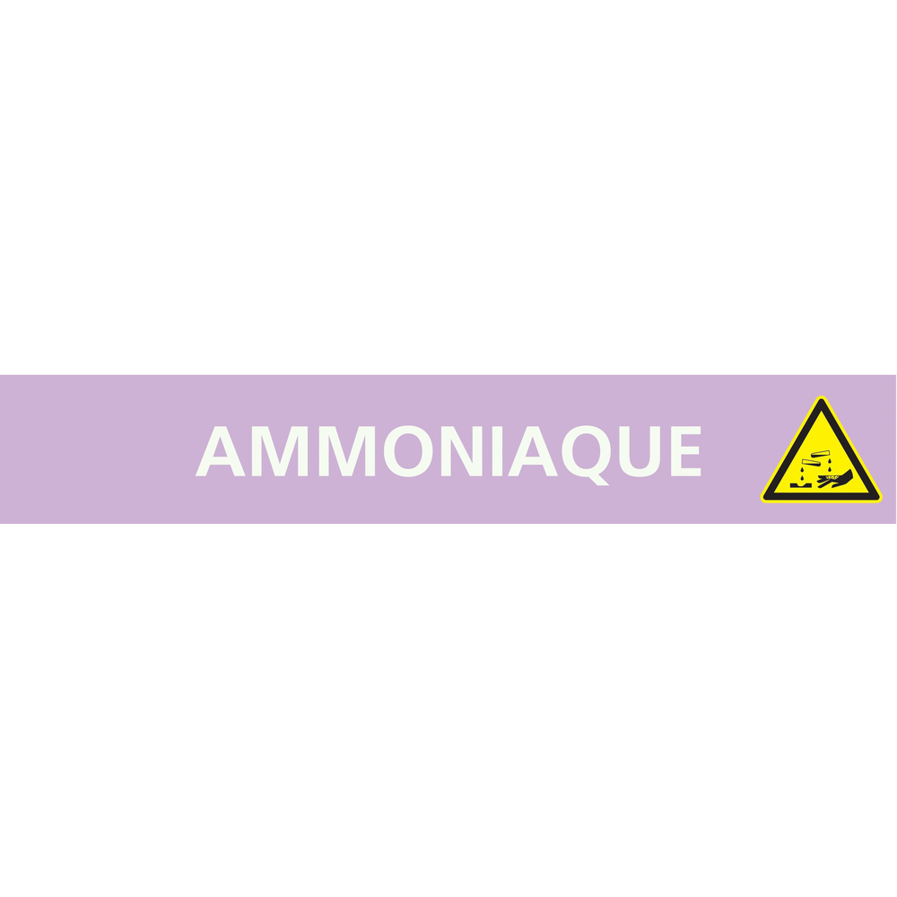 Signalétique de marquage ACIDES 222X37 Ammoniaque 222x37mm (20 adhesifs pour tuyauterie) TALIAPLAST - 731712