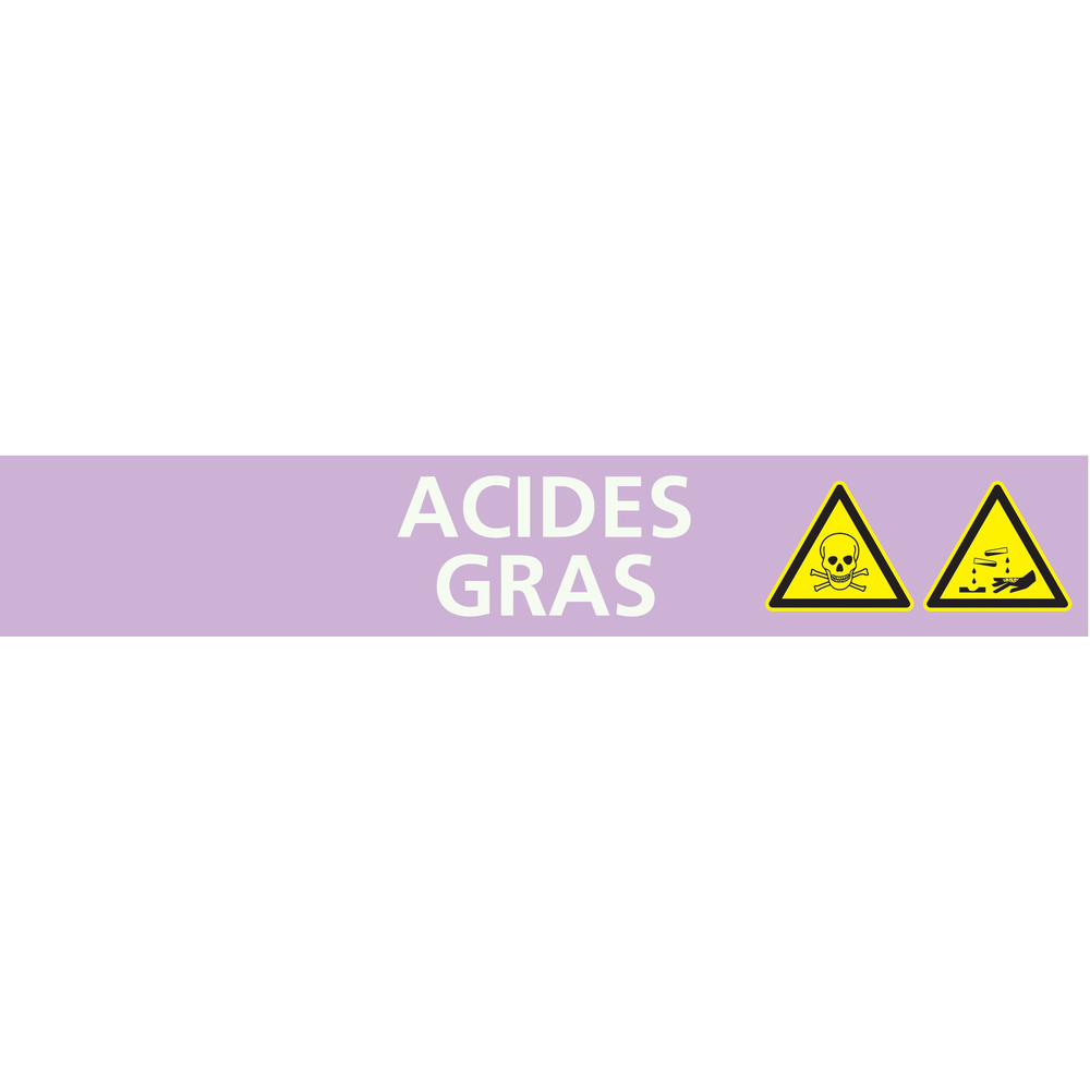 Signalétique de marquage ACIDES 156X26 Acide gras 156x26mm (20 adhesifs pour tuyauterie) TALIAPLAST - 732710