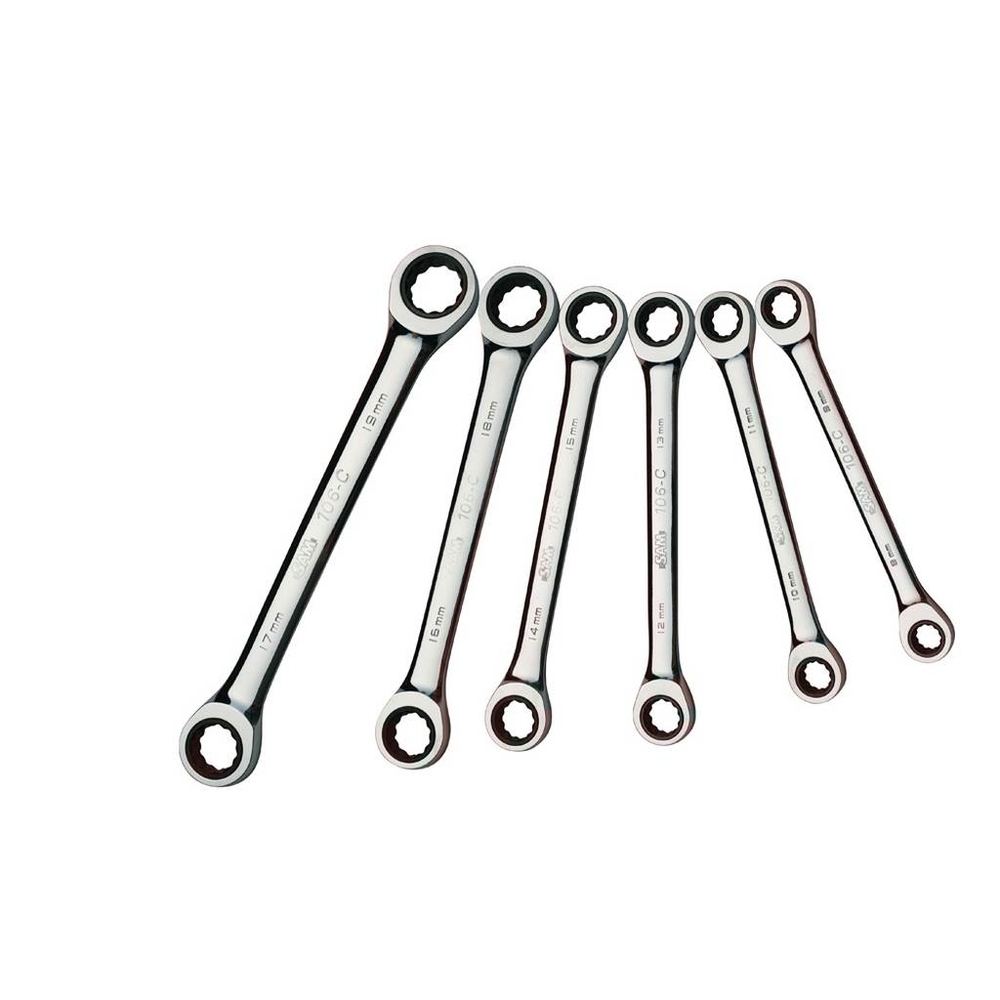 JEU DE 6 CLES POLYGONALES A CLIQUET 8 A 19 MM SAM OUTILLAGE - 106CJ6