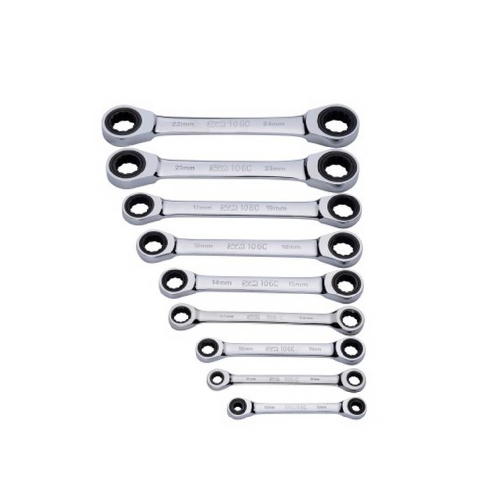 Jeu de 9 clés polygonales à cliquet SAM OUTILLAGE - 106CJ9