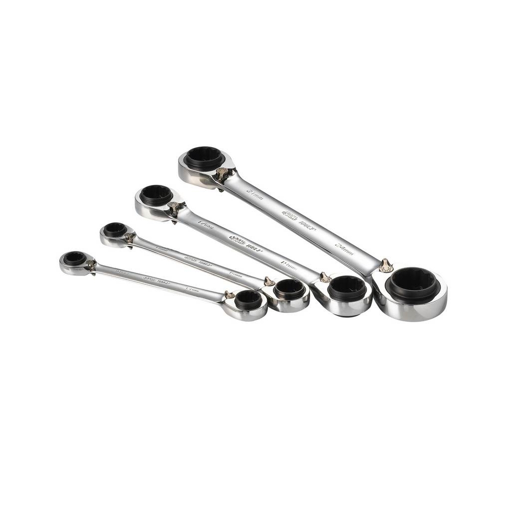 JEU DE 4 CLES POLYGONALES A CLIQUET 4 EN 1 SAM OUTILLAGE - 106CPJ4