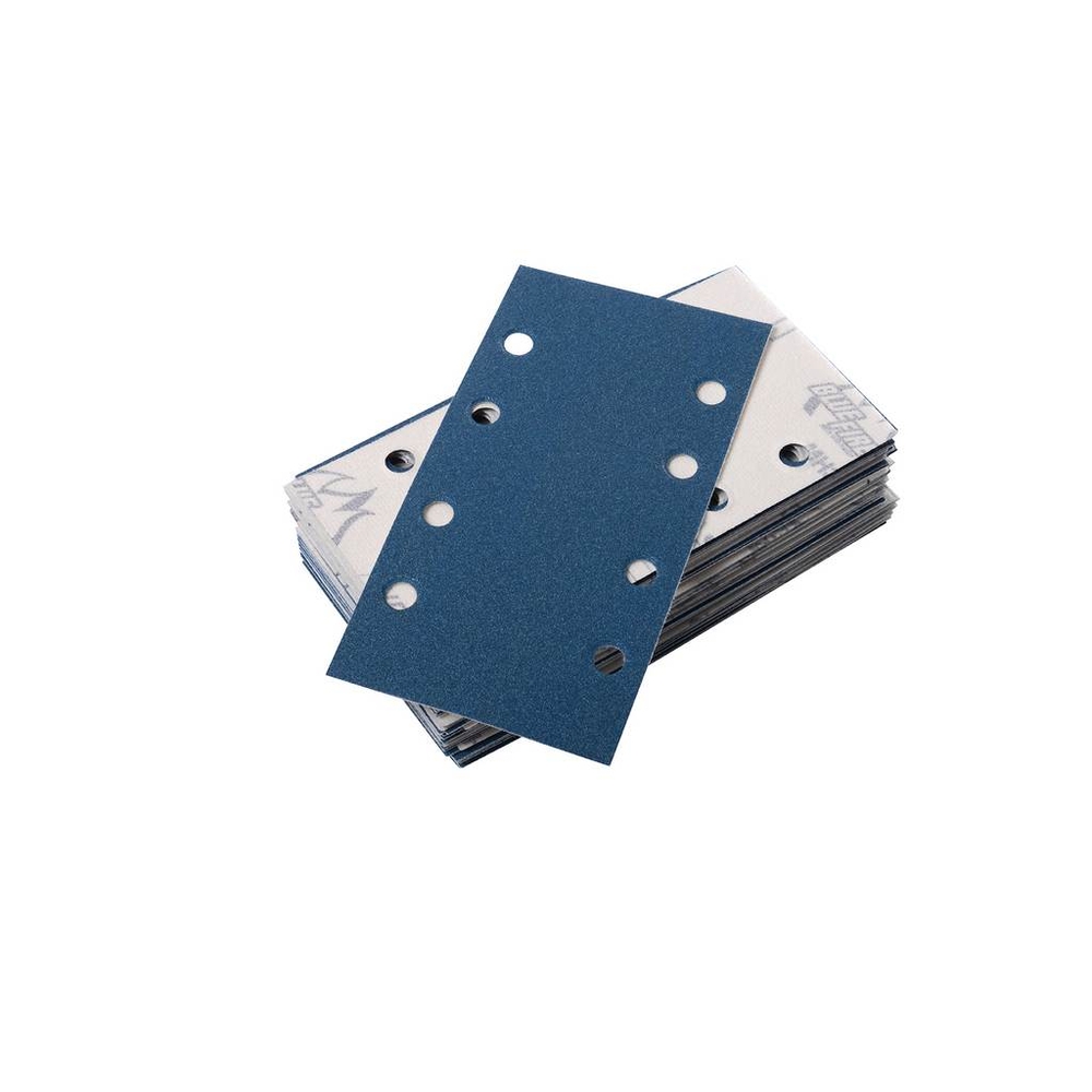 Paquet de 50 coupes d'abrasif agrippantes 175x93 mm perforées 8 trous grain 80 SAM OUTILLAGE - 145880