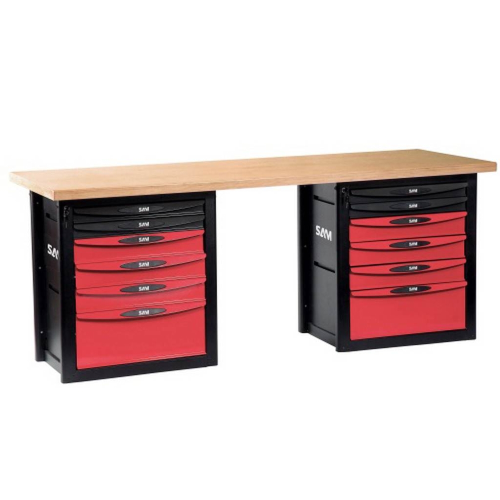 ETABLI AVEC PLATEAU 2 METRES ET COFFRE 12 TIROIRS SAM OUTILLAGE - 2012PM