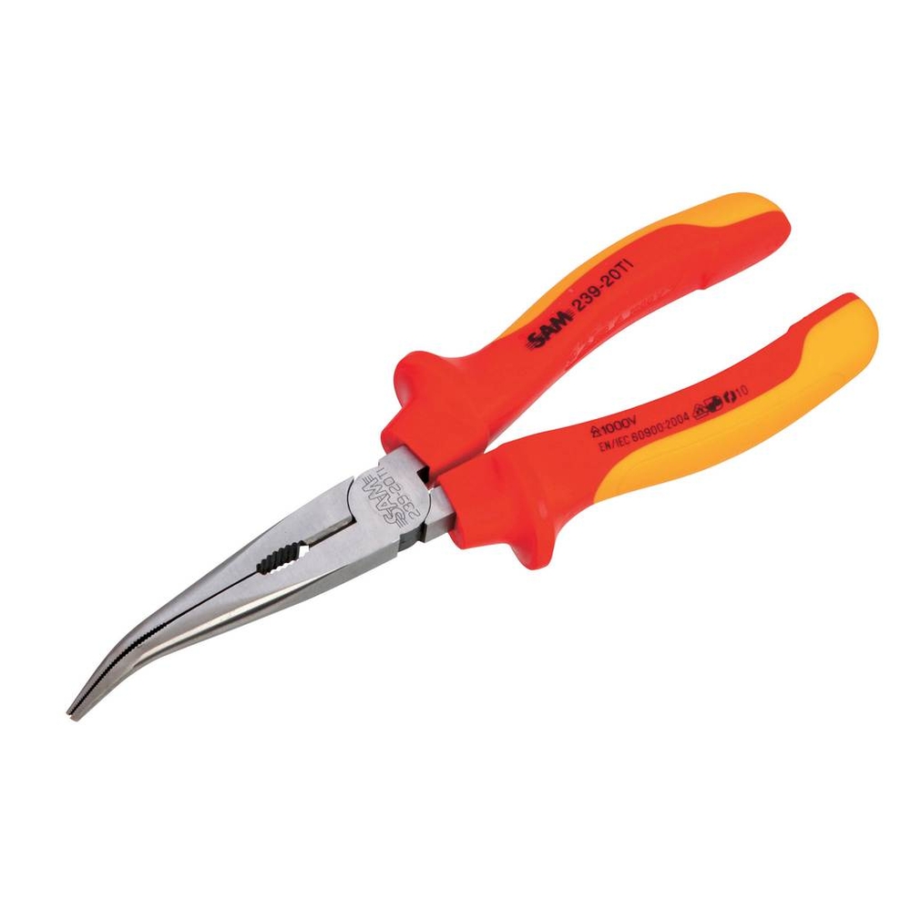 PINCE BEC DEMI ROND COUDE ISOLEE 200 MM SAM OUTILLAGE - 23920TI