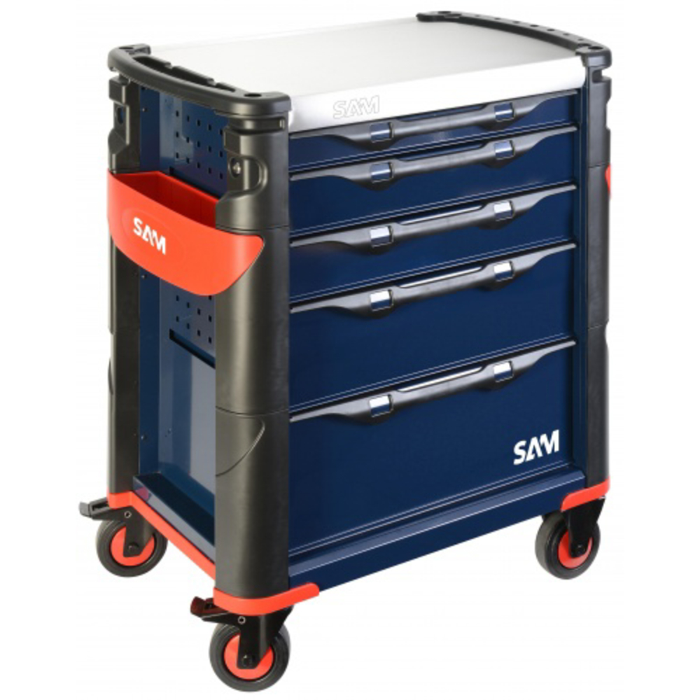 Servante 41 - 5 tiroirs - bleue - plateau inox SAM OUTILLAGE - 415HB