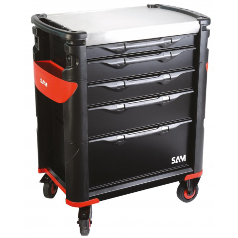 Servante 41 - 5 tiroirs - noire - plateau inox SAM OUTILLAGE - 415HK