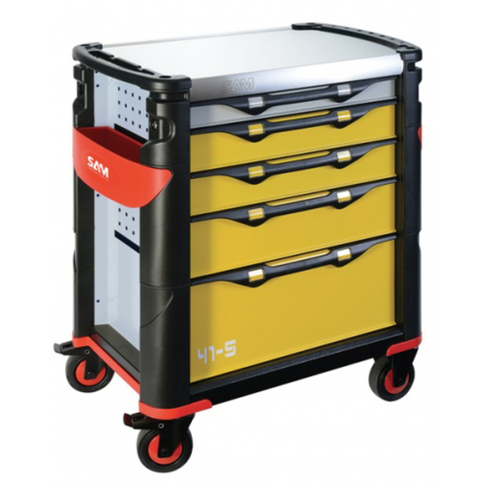 Servante 41 - 5 tiroirs - jaune - plateau inox SAM OUTILLAGE - 415HREN