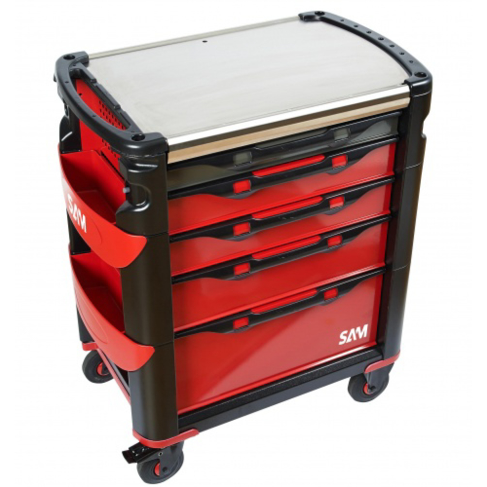 Servante 41 - 5 tiroirs - a badge magnetique - rouge SAM OUTILLAGE - 415SAB