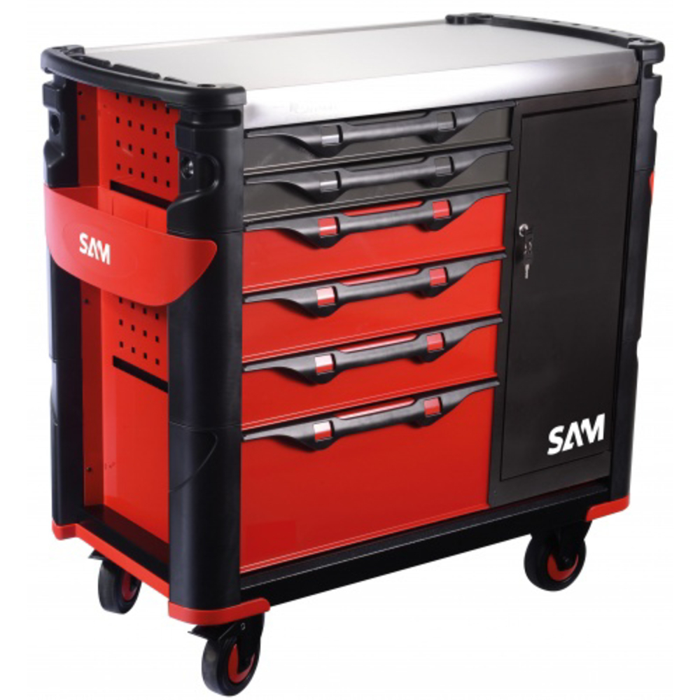 Servante 41 - xxl 6 tiroirs - avec armoire et plateau inox SAM OUTILLAGE - 416AXE