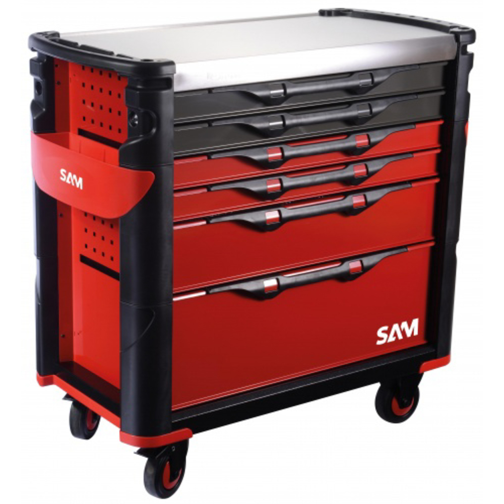 Servante 41 - xl - 6 tiroirs - rouge - plateau inox SAM OUTILLAGE - 416AXL