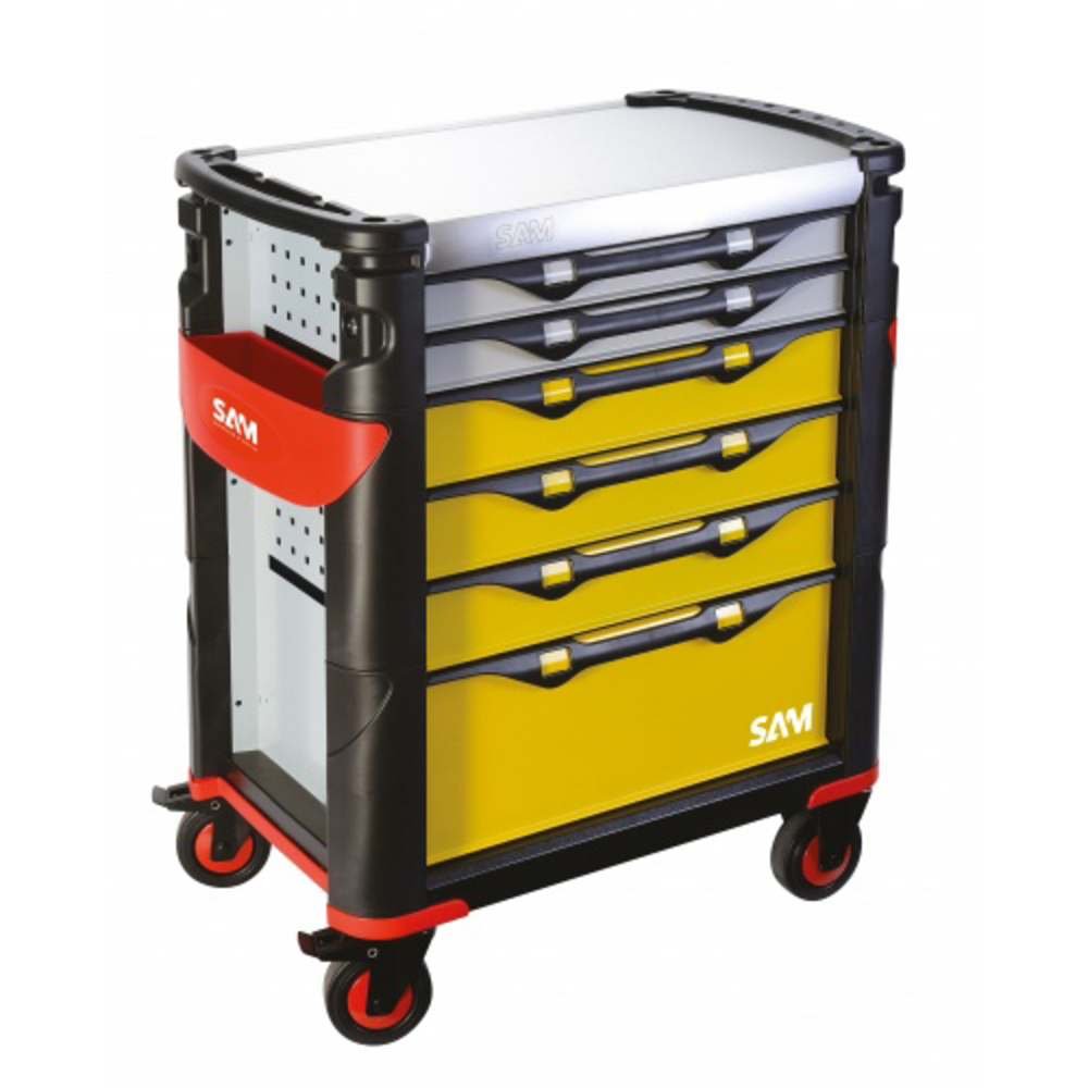 Servante 41 - 6 tiroirs - jaune et grise - plateau inox SAM OUTILLAGE - 416HREN