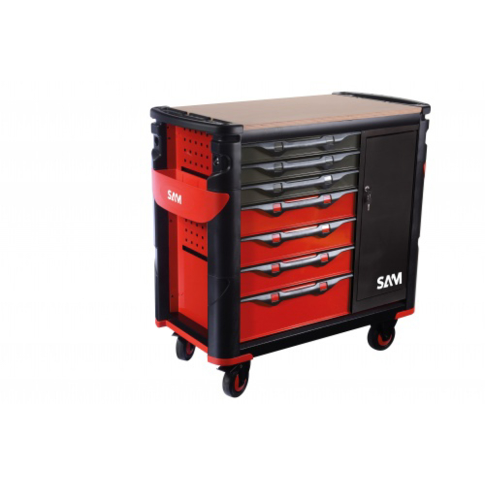 Servante 41 xxl -7 tiroirs avec armoire et plateau bois SAM OUTILLAGE - 417BXE