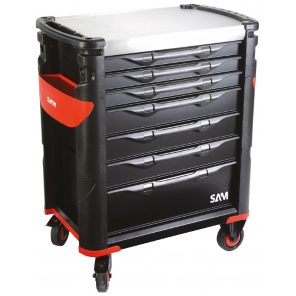 Servante 41 - 7 tiroirs - noire - plateau inox SAM OUTILLAGE - 417HK