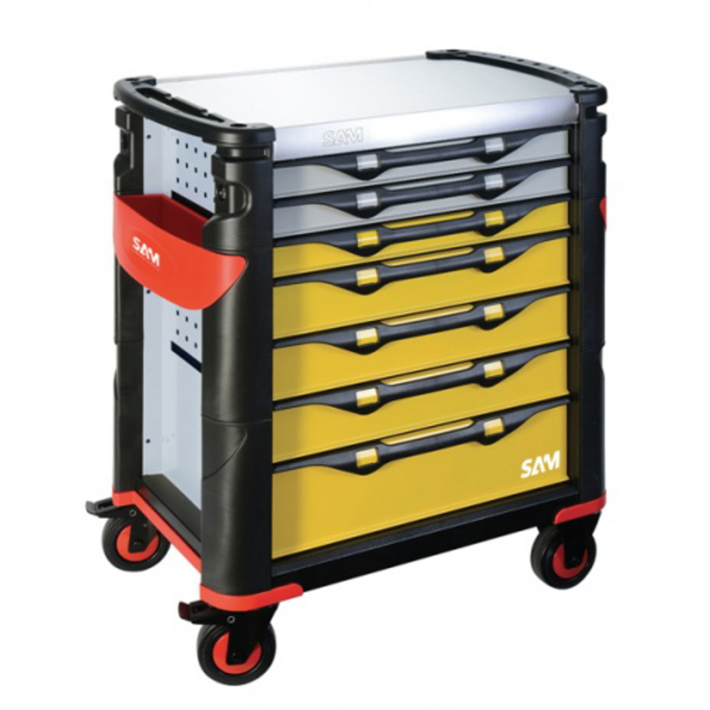 Servante 41 - 7 tiroirs - jaune et grise - plateau inox SAM OUTILLAGE - 417HREN