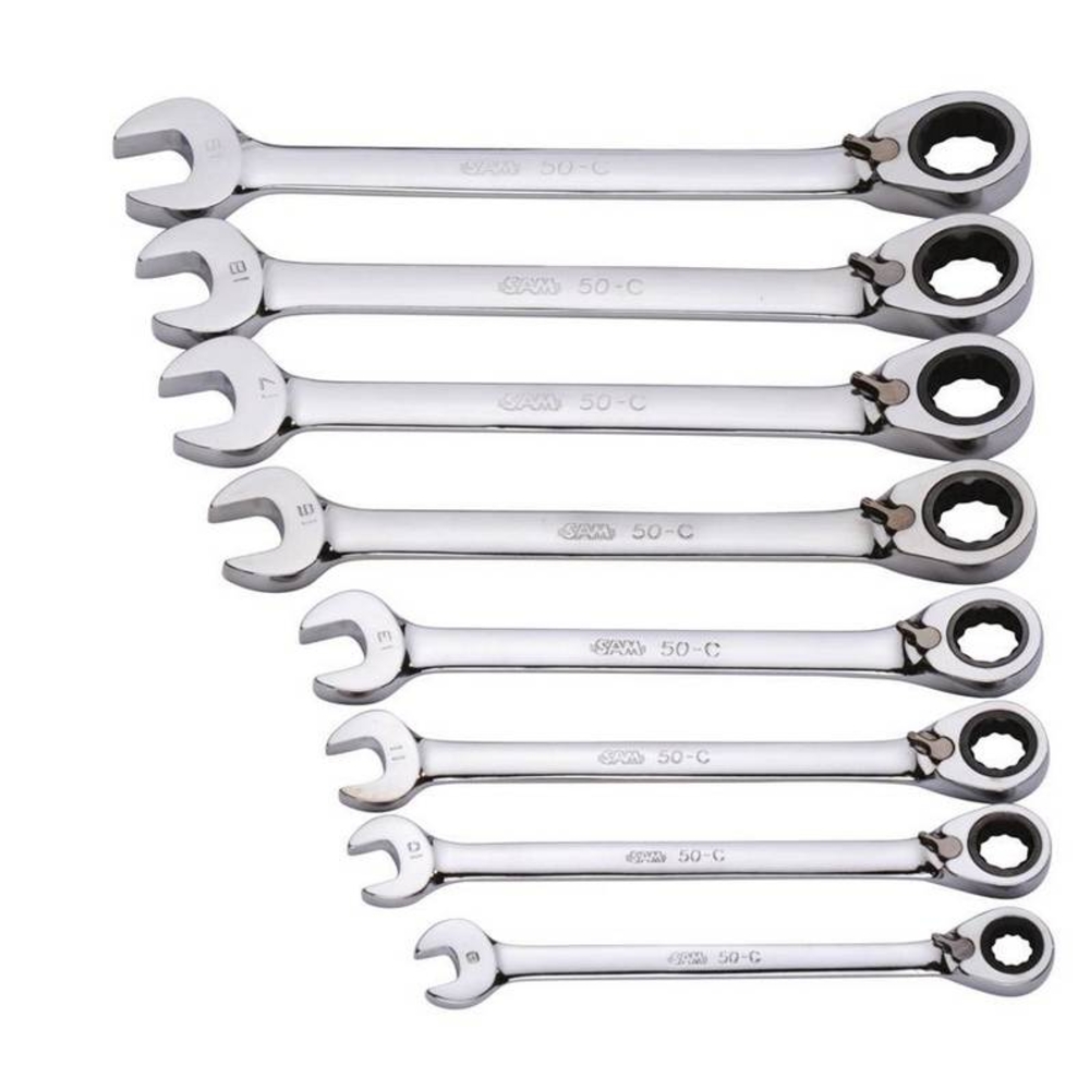 Jeu de 8 clés mixtes à cliquet articulé SAM OUTILLAGE - 50CTJ8