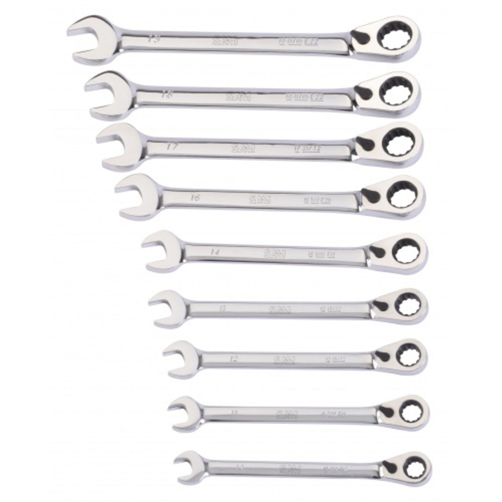 Jeu de 9 cles mixtes a cliquet multi-empreintes SAM OUTILLAGE - 50HCJ9