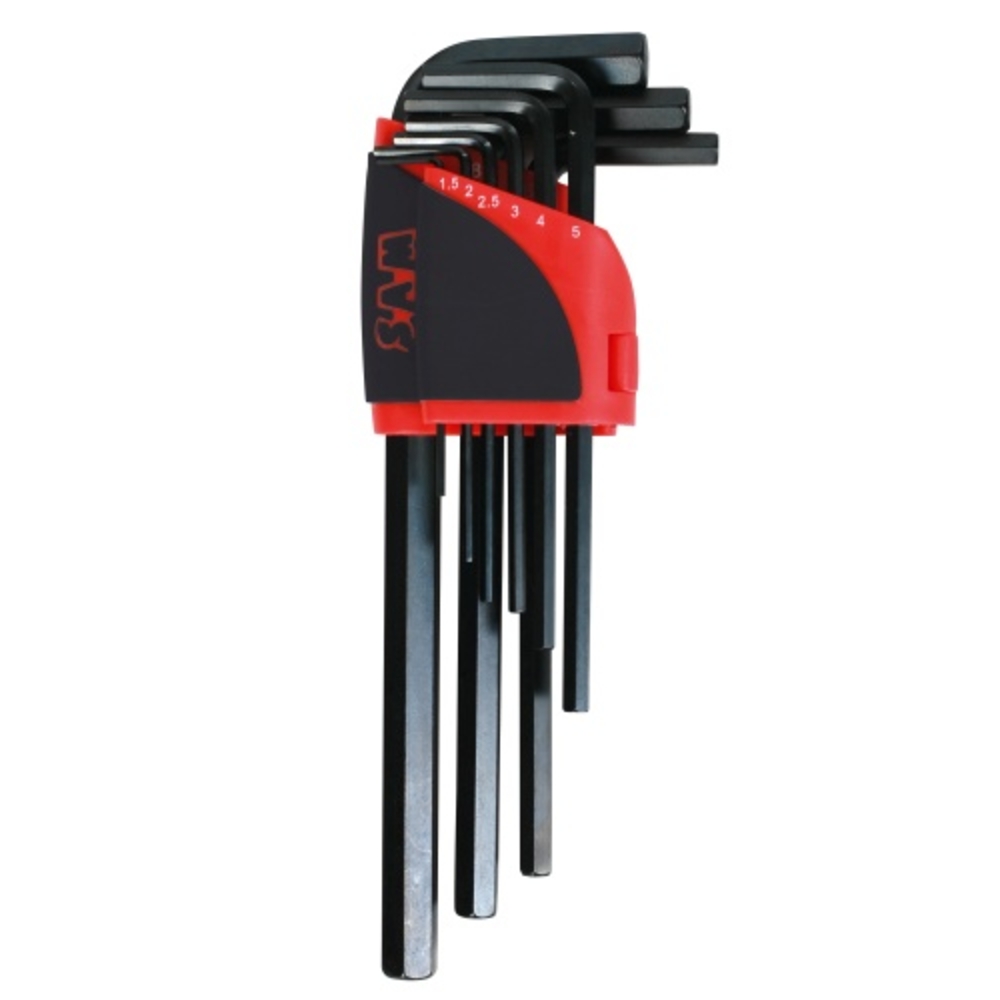 RATELIER DE 9 CLÉS SAM OUTILLAGE MÂLES 6 PANS LONGUES EN MM -63-R9A