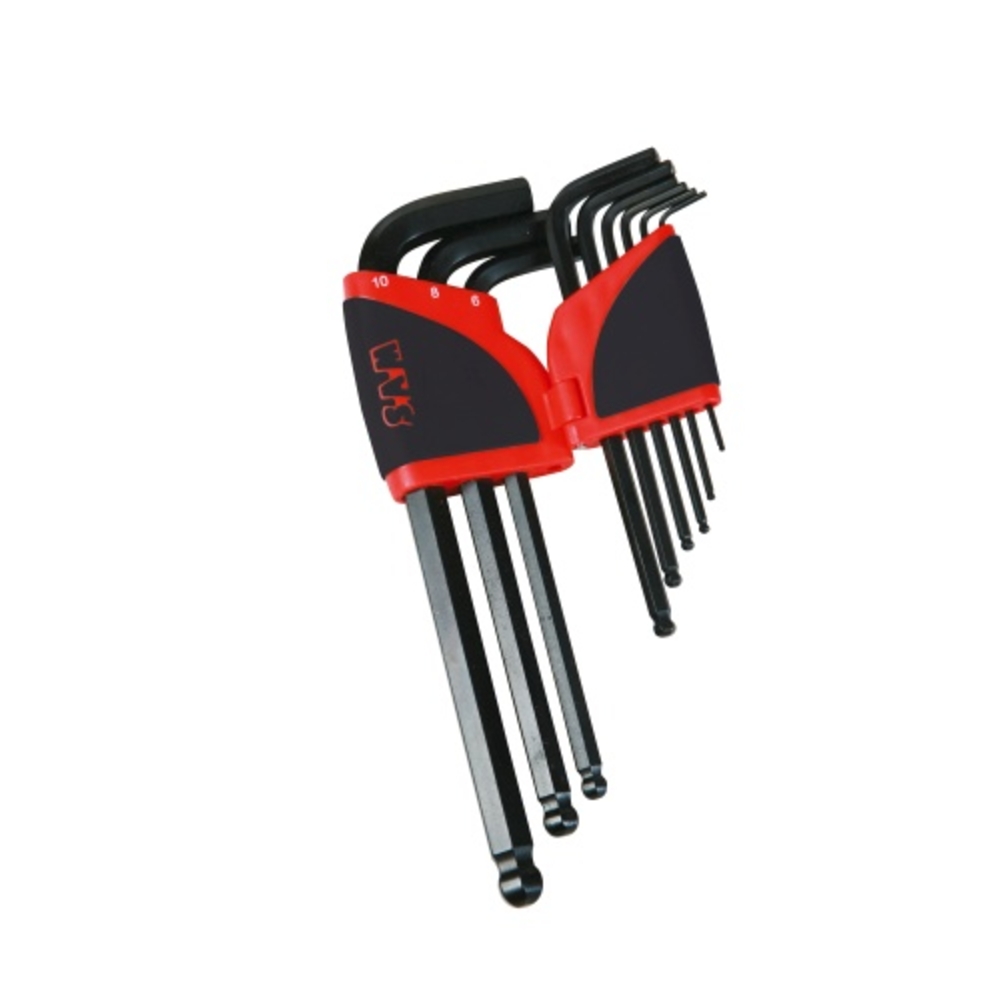 RATELIER 9 CLES MALES SAM OUTILLAGE LONGUES 6 PANS A TETE SPHERIQUE 1,5 A 10 MM - 67-AR9A