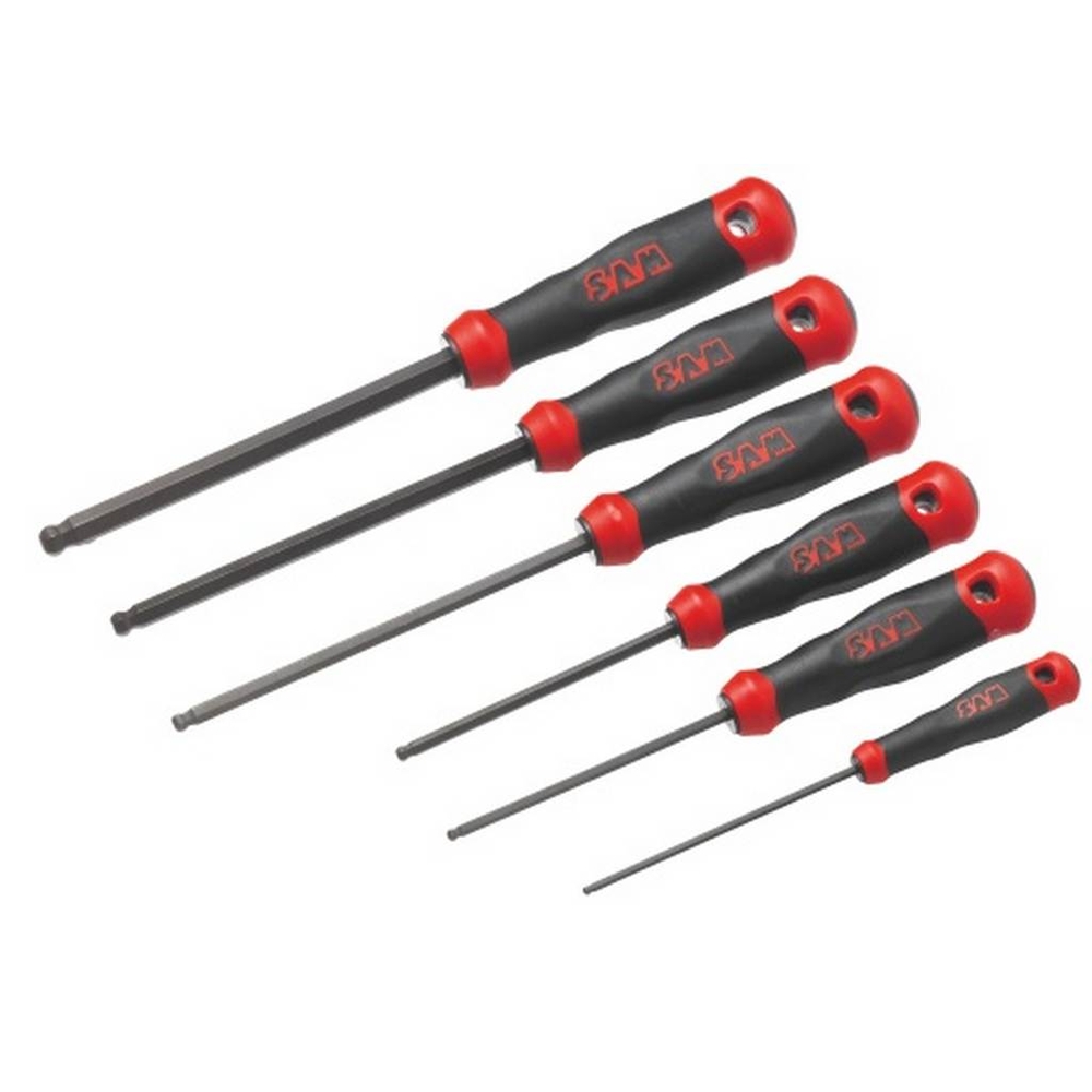 JEU DE 6 CLES MALES EMMANCHEES BIMATIERE S1 TETE SPHERIQUE SAM OUTILLAGE - 67BJ6A