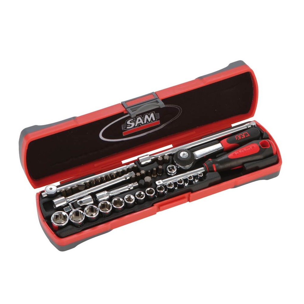 COFFRET BIMATIERE DOUILLES ET ACCESSOIRES 1/4' - 45 OUTILS SAM OUTILLAGE - 73R45