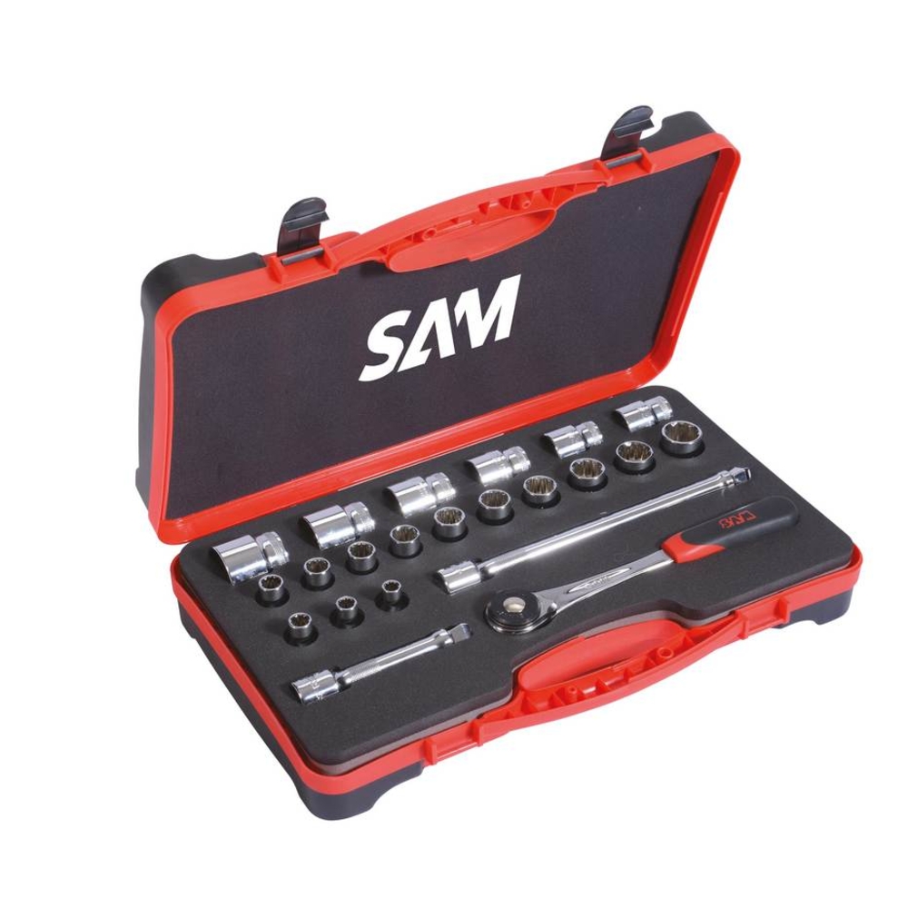 Coffret de douilles tous profils carré 1/2' - 22 outils SAM OUTILLAGE - 75CSDH22