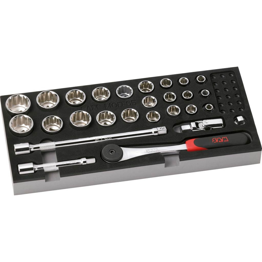 MODULE MOUSSE 27 OUTILS DOUILLES 1/2' 12 PANS SAM OUTILLAGE - 75S27MM