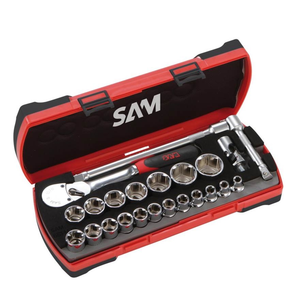 COFFRET DOUILLES ET ACCESSOIRES 1/2 ET CLIQUET 1/2 CHANTIER SAM OUTILLAGE - 75SHC23