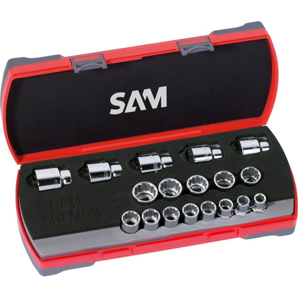 COFFRET 18 DOUILLES 1/2' 12 PANS EN POUCES SAM OUTILLAGE - 75SP18A