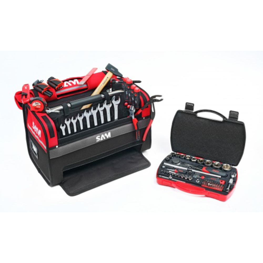 Caisse textile 39 litres avec 100 outils de maintenance SAM OUTILLAGE - CP100BAG1N