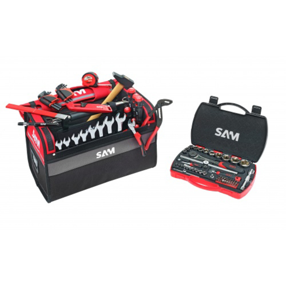 Caisse textile 30 litres avec 100 outils de maintenance SAM OUTILLAGE - CP100BAG2N