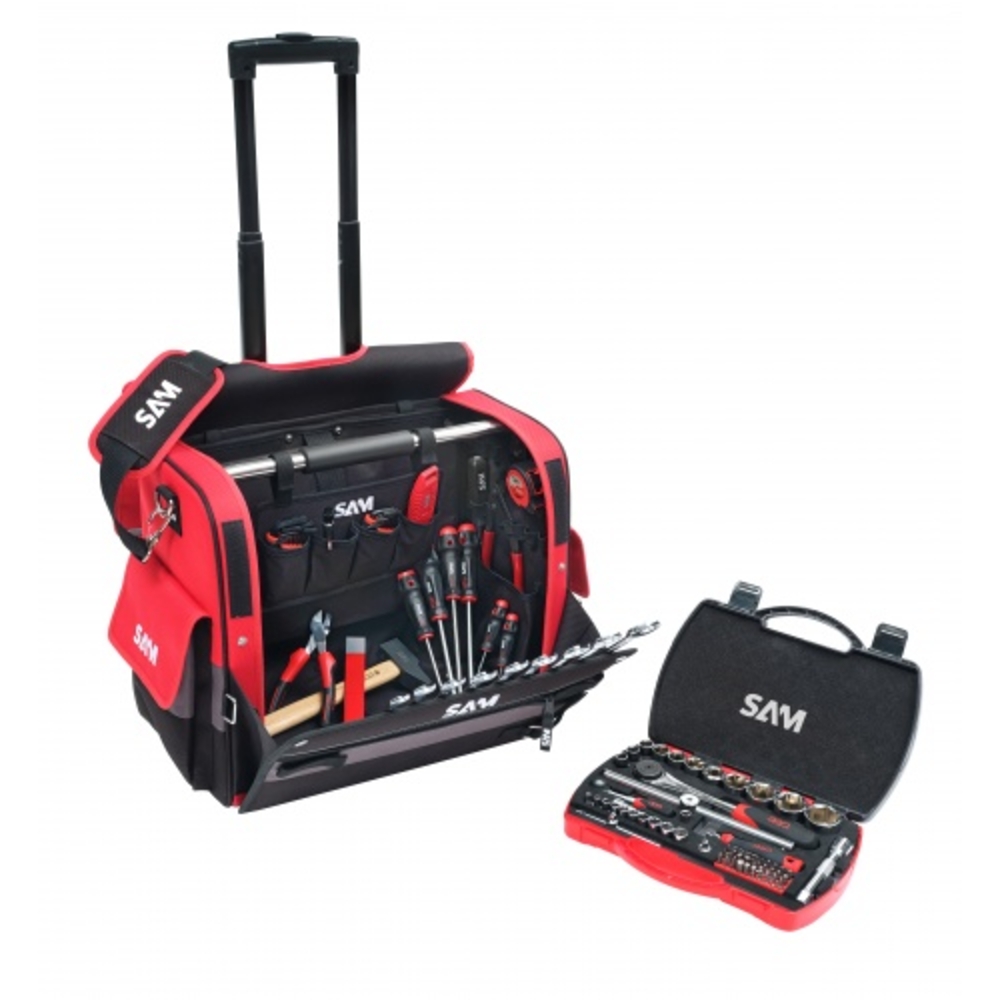 Trolley textile 33 litres avec 100 outils de maintenance SAM OUTILLAGE - CP100BAG7NZ
