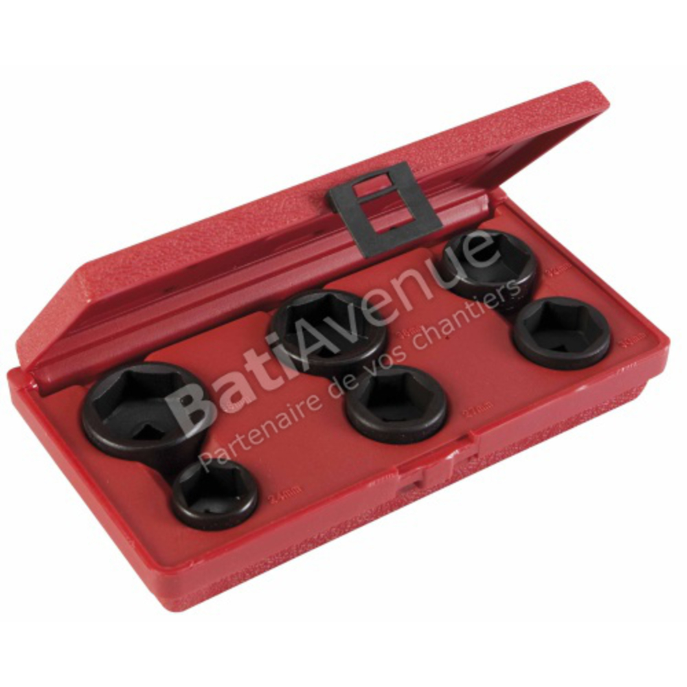 COFFRET SAM OUTILLAGE DE 6 DOUILLES COIFFES POUR FILTRES À HUILE -CPA-VID