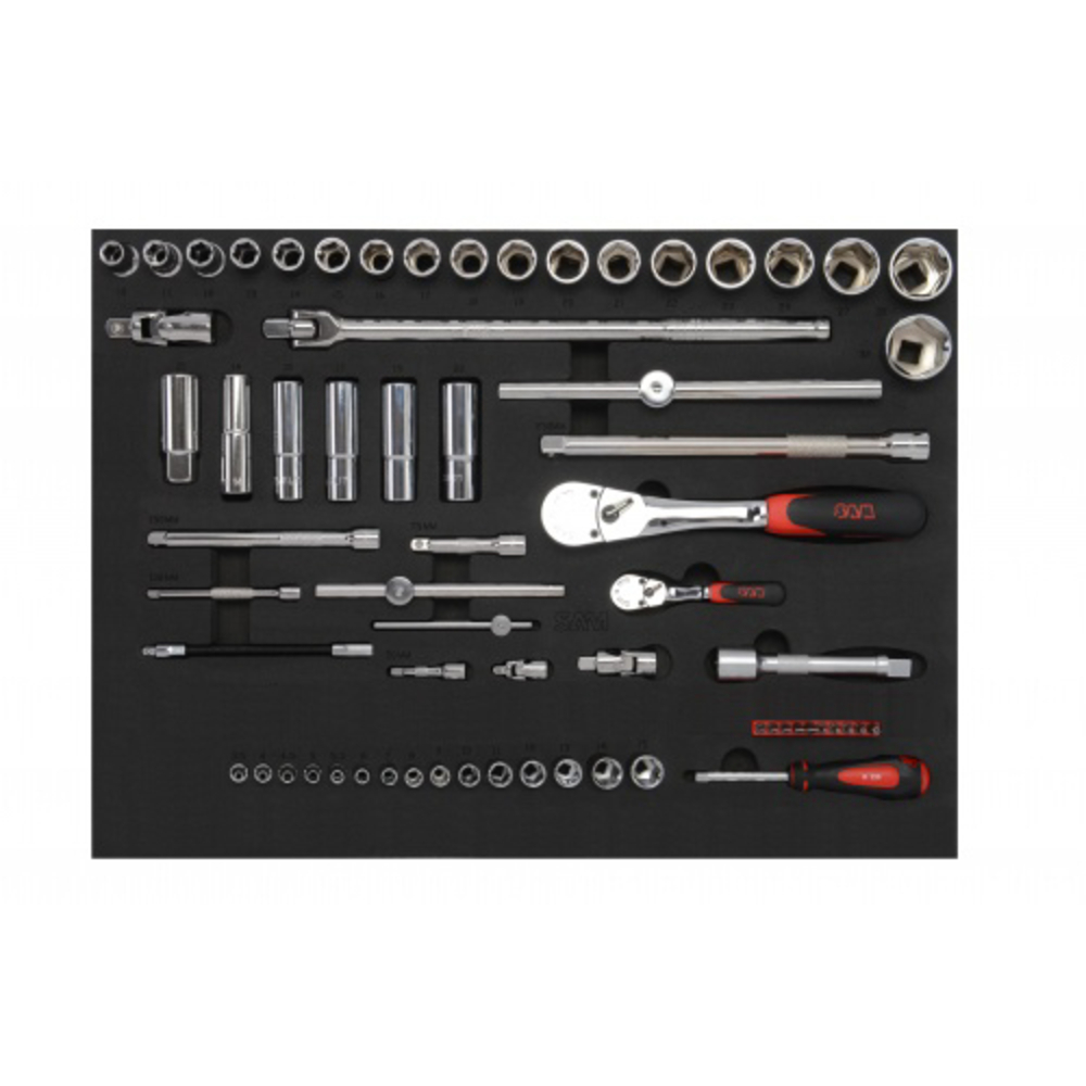 Composition 135 outils plateau n°1 en module mousse 3/3 SAM OUTILLAGE - CPP135PM1