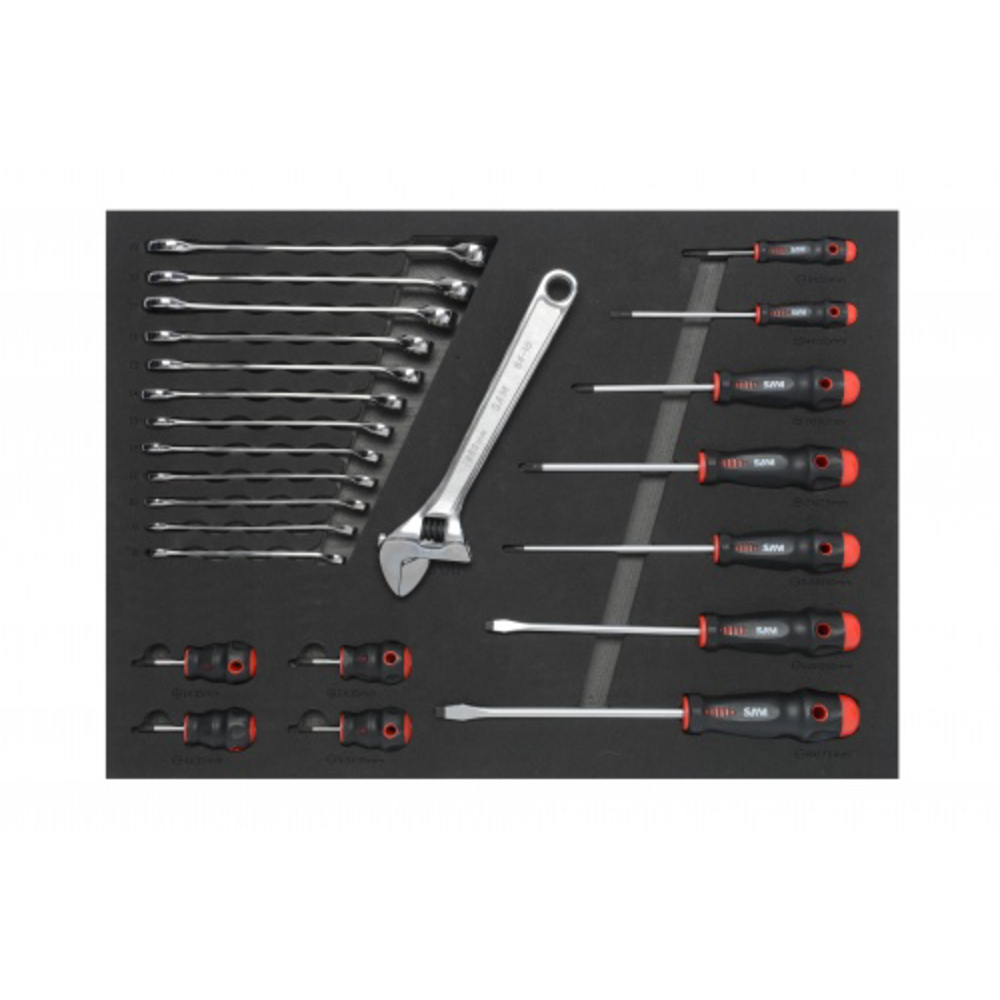 Composition 135 outils plateau n°2 en module mousse 3/3 SAM OUTILLAGE - CPP135PM2