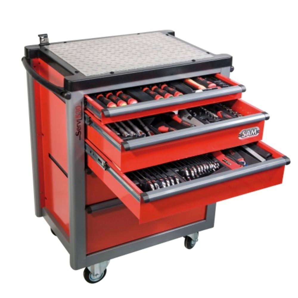 COMPOSITION SAM OUTILLAGE 135 OUTILS EN MODULES AVEC SERVANTE 5 TIROIRS-CPP-135SV