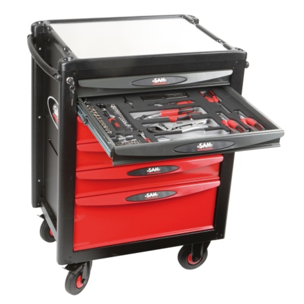 Composition 200 outils avec servante 6 tiroirs en modules mousse SAM OUTILLAGE-CPP-200MZ
