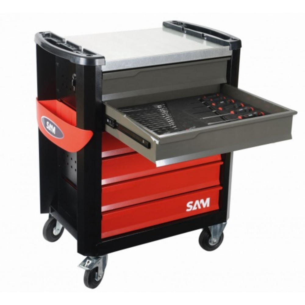 COMPOSITION SAM OUTILLAGE DE 220 OUTILS AVEC SERVANTE 6 TIROIRS SERVI-630N EN MODULES MOUSSE - CPP220M4