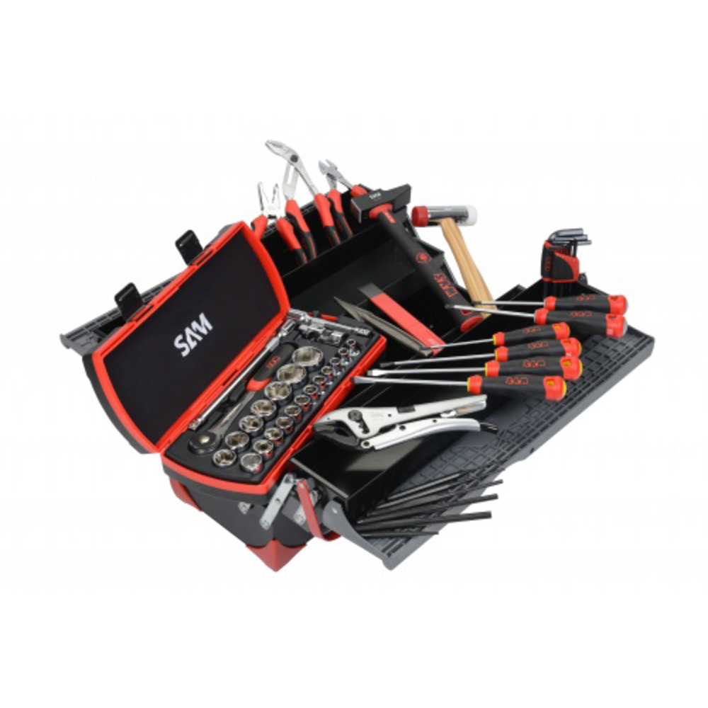 Caisse a outils bi-matiere 5 cases - pack 1er equipement SAM OUTILLAGE - CPP38BOX