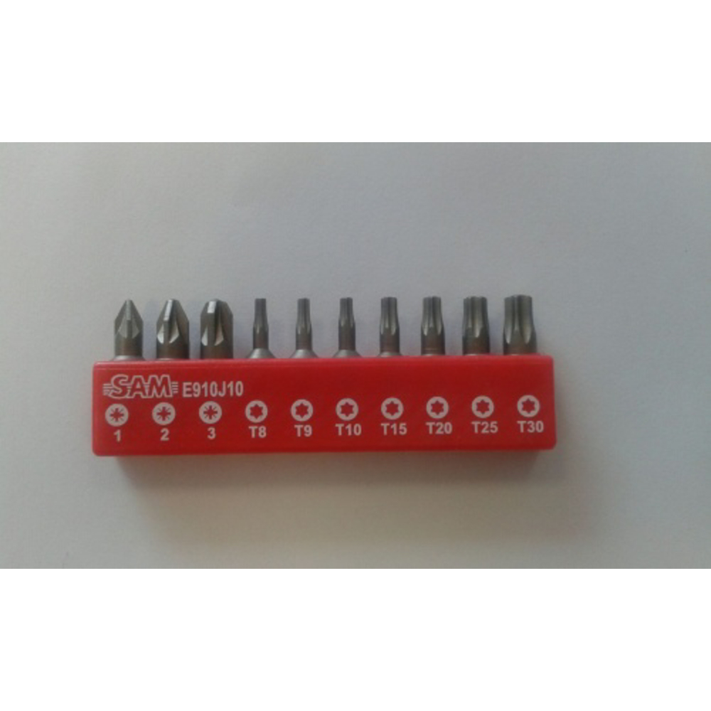 Jeu 10 embouts vissage pour materiaux durs pozidriv - torx SAM OUTILLAGE - E910J10
